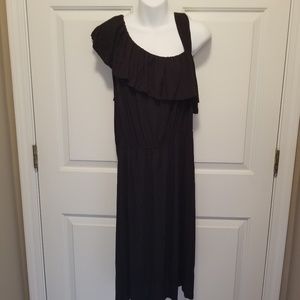 Madison Black Knit One Shoulder Dress - Size L